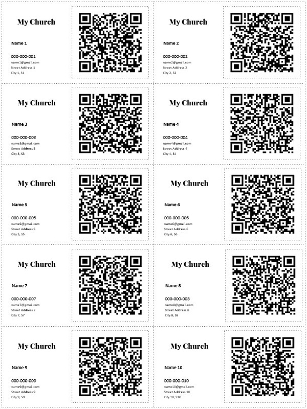 1.a. Example Printed QR codes on ID Cards